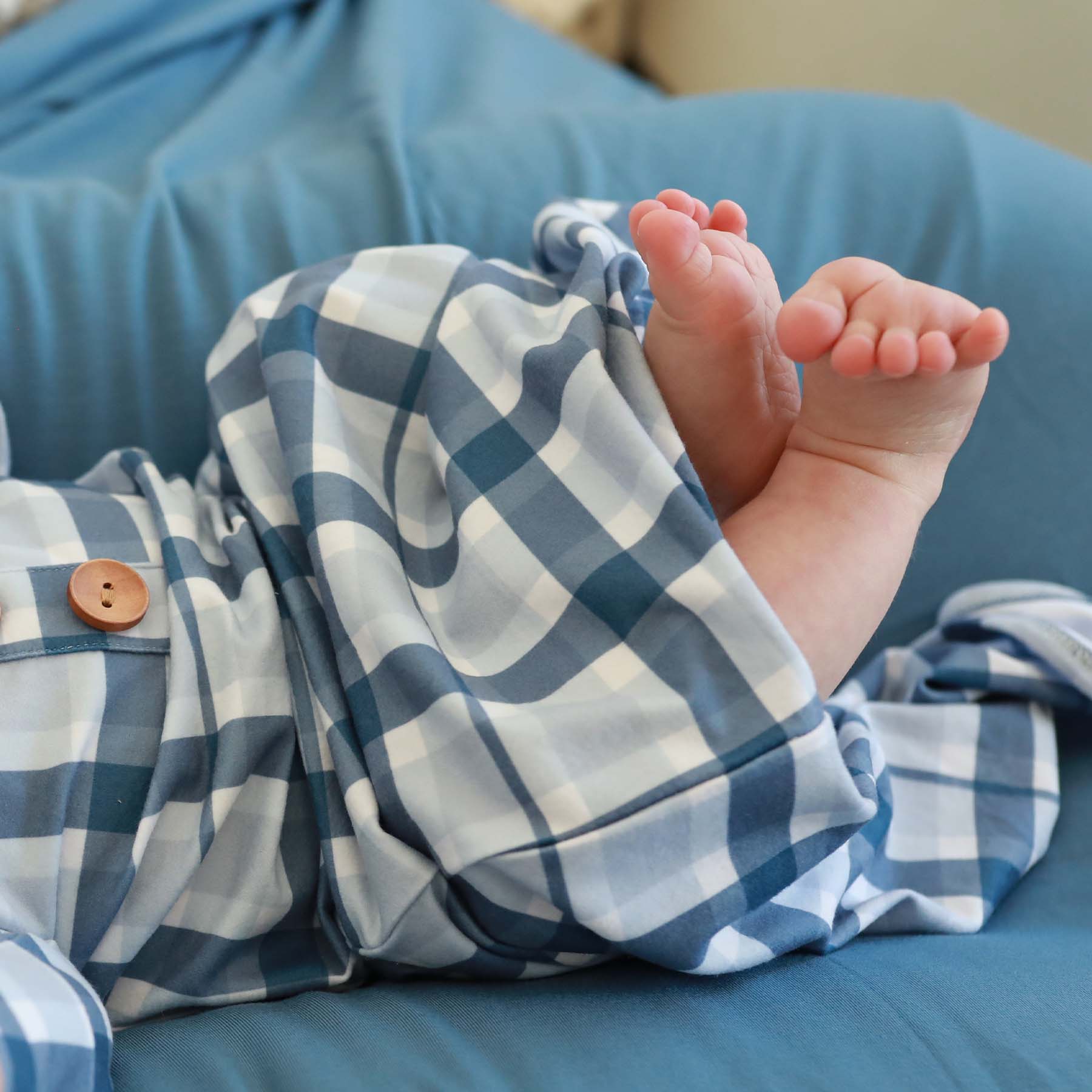 Paxton's Plaid Newborn Baby Knot Gown & Hat Set - Image 4