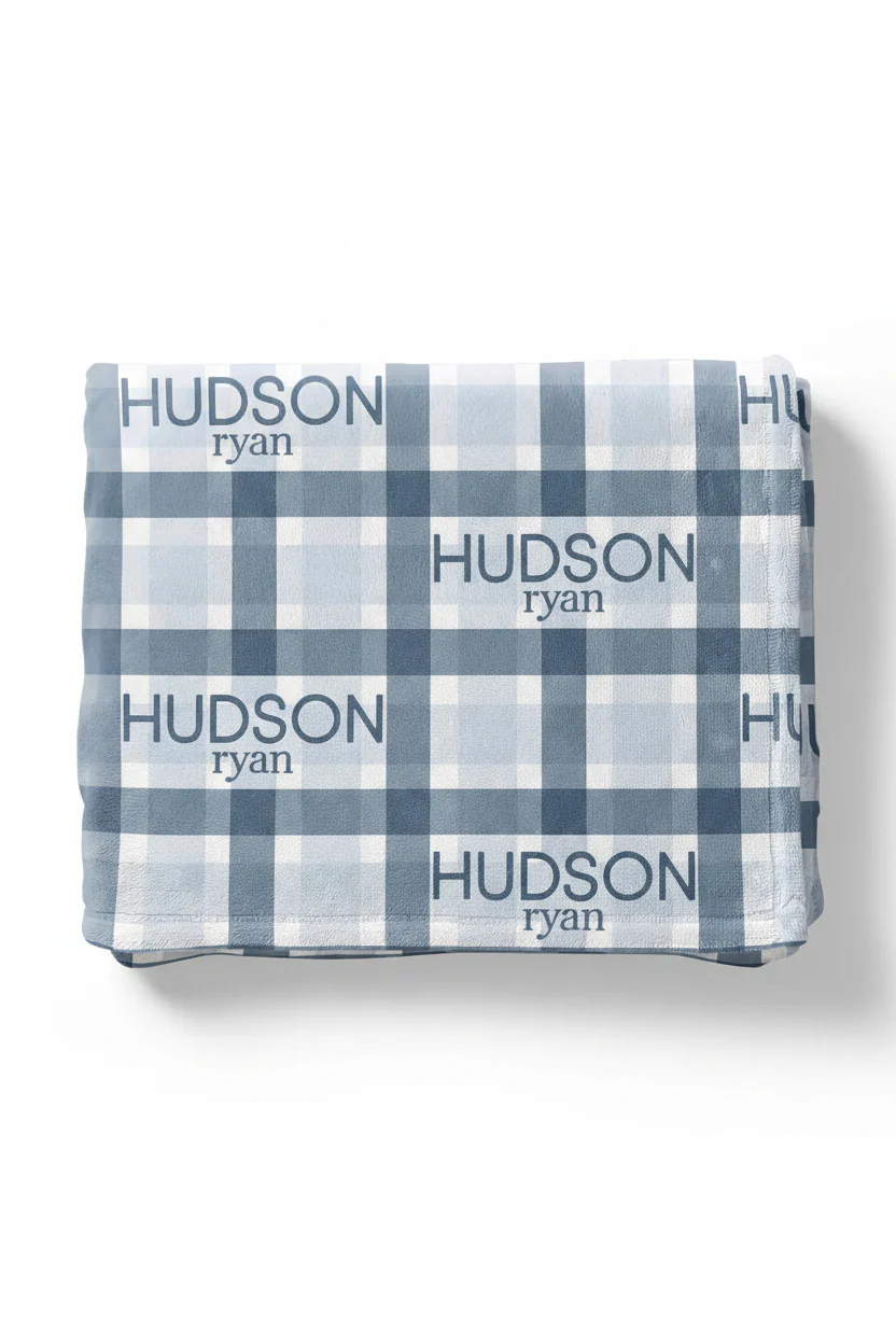 Paxton's Plaid Personalized Kids Blanket