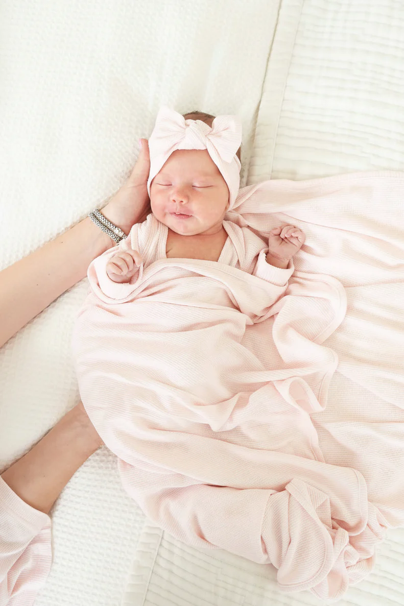 Pearl Pink Bamboo Waffle Oversized Swaddle Blanket