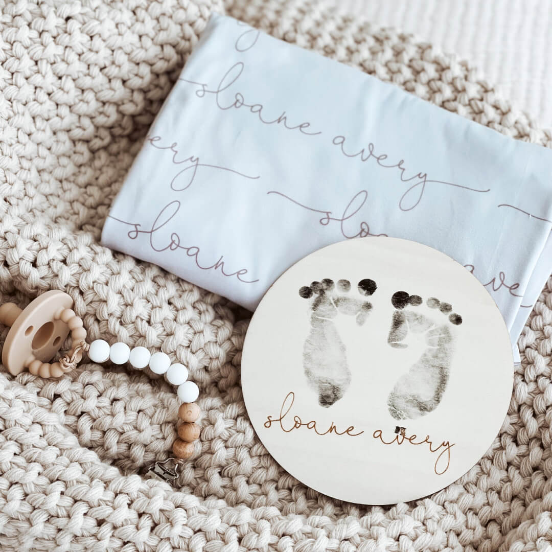 Personalized Baby Footprint Wood Announcement - Image 3