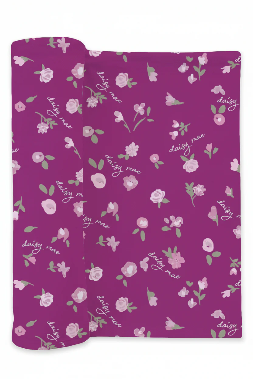 Personalized Baby Name Swaddle Blanket | Blush Blooms - Image 2