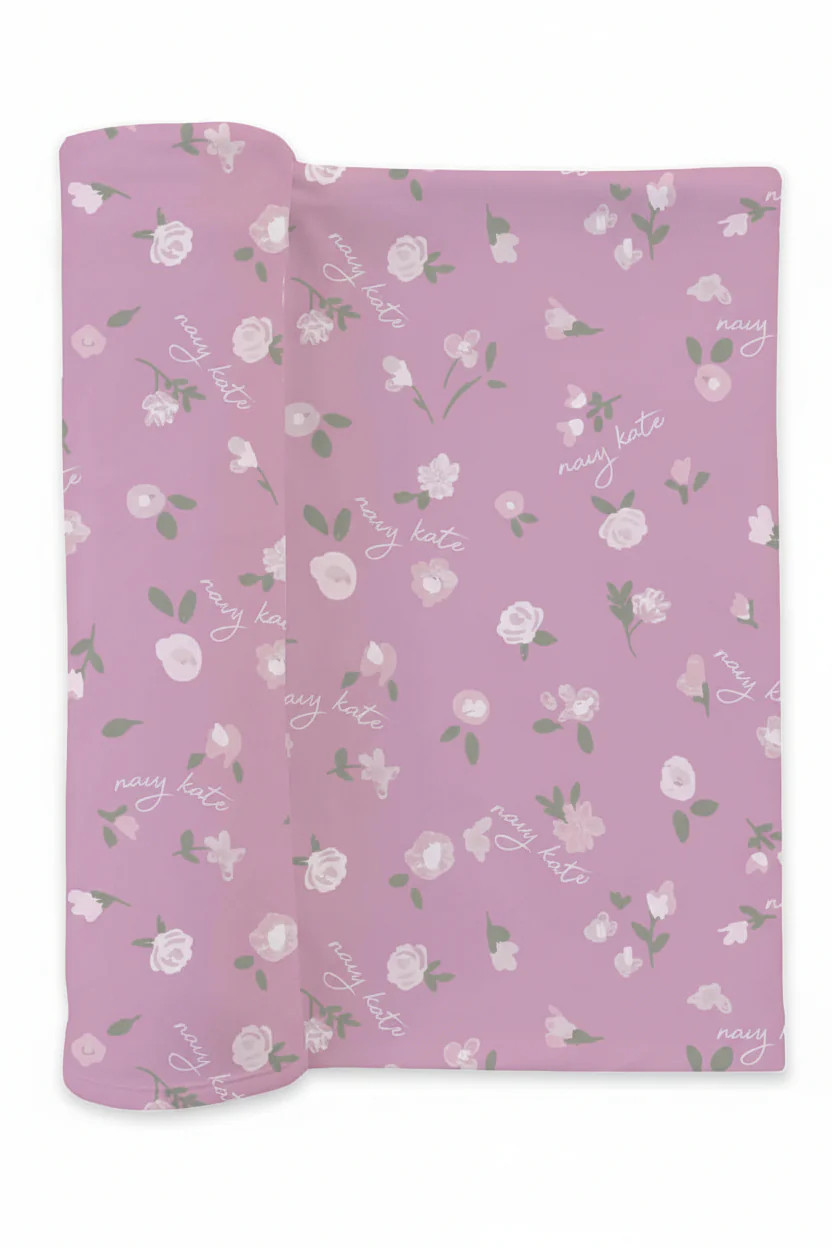 Personalized Baby Name Swaddle Blanket | Blush Blooms - Image 3
