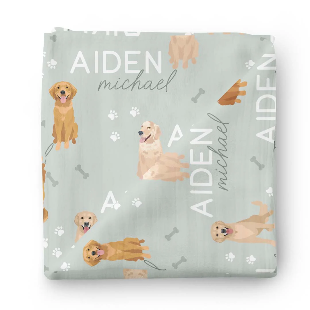 Personalized Baby Name Swaddle Blanket | Dog Breeds - Image 11
