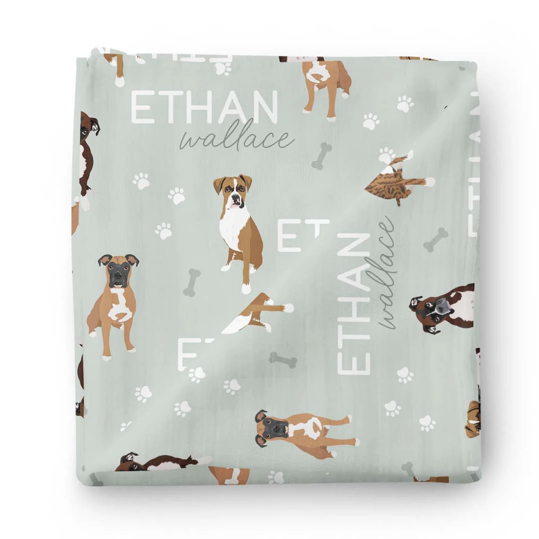 Personalized Baby Name Swaddle Blanket | Dog Breeds - Image 19