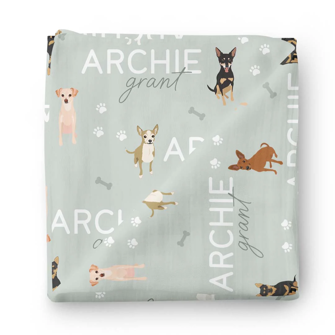 Personalized Baby Name Swaddle Blanket | Dog Breeds - Image 23