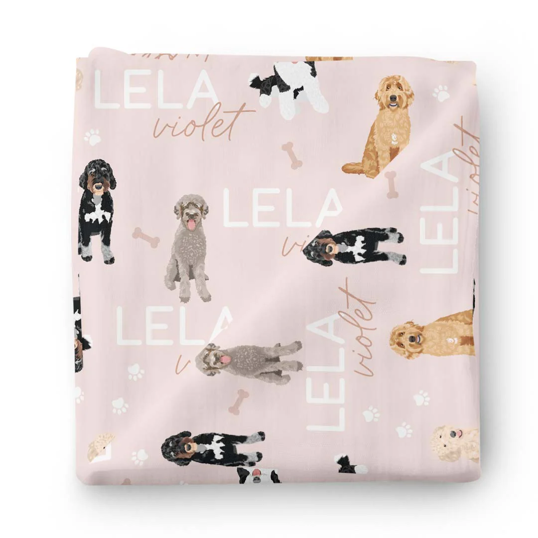 Personalized Baby Name Swaddle Blanket | Dog Breeds - Image 38