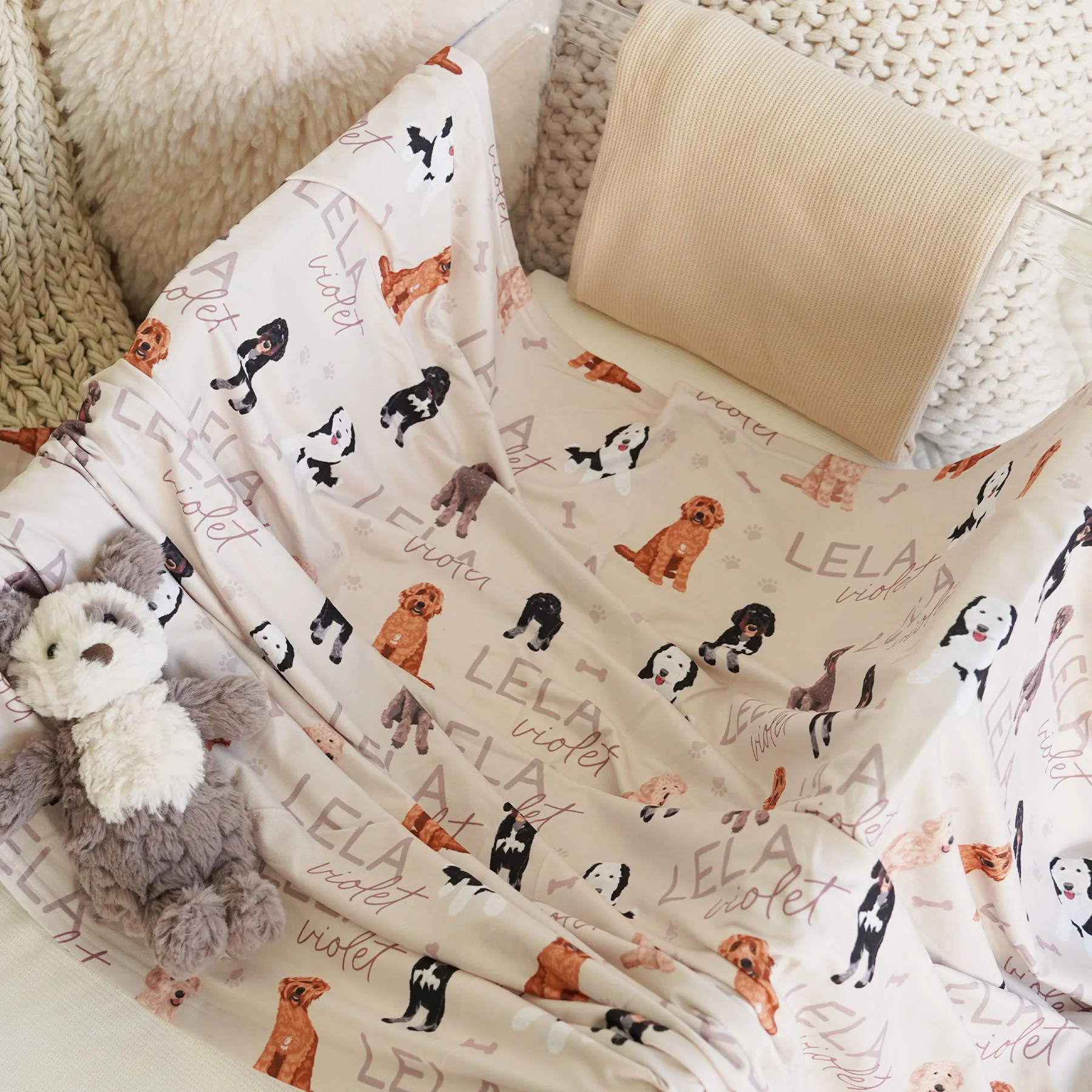 Personalized Baby Name Swaddle Blanket | Dog Breeds - Image 40