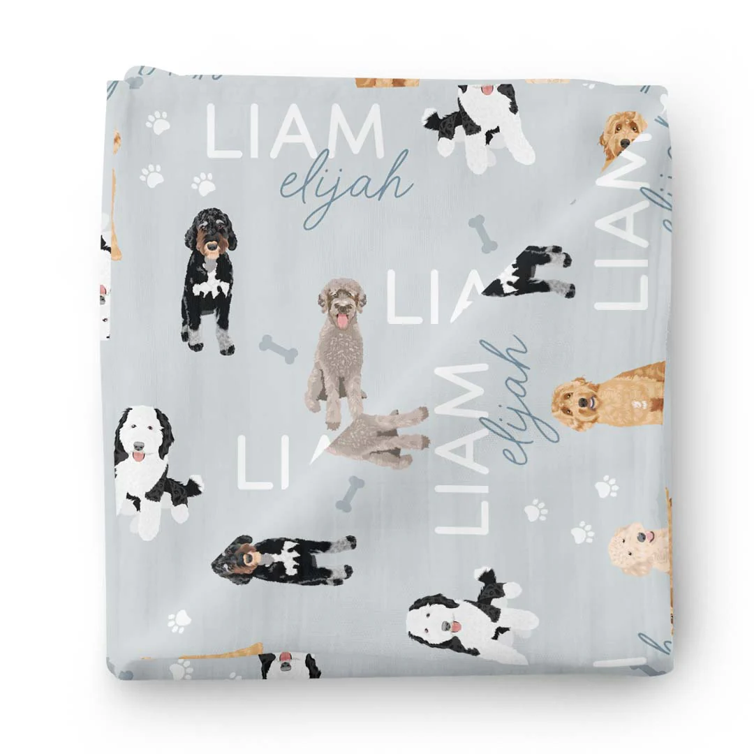 Personalized Baby Name Swaddle Blanket | Dog Breeds - Image 41