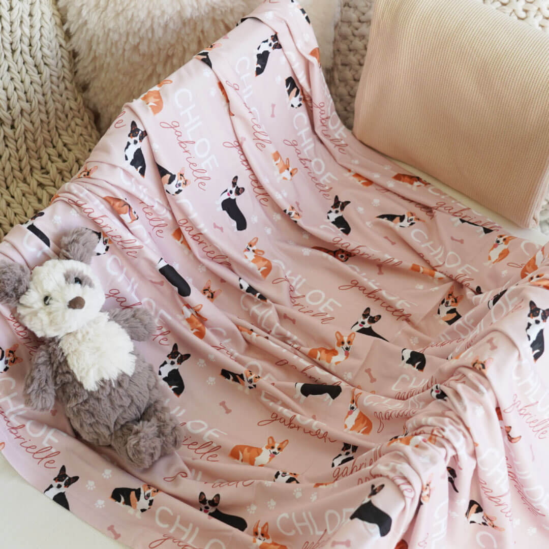 Personalized Baby Name Swaddle Blanket | Dog Breeds - Image 45