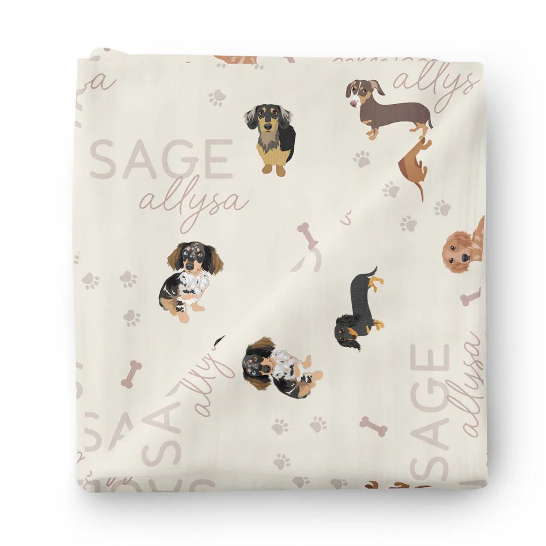 Personalized Baby Name Swaddle Blanket | Dog Breeds - Image 48