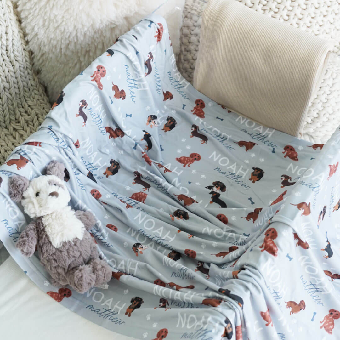 Personalized Baby Name Swaddle Blanket | Dog Breeds - Image 49