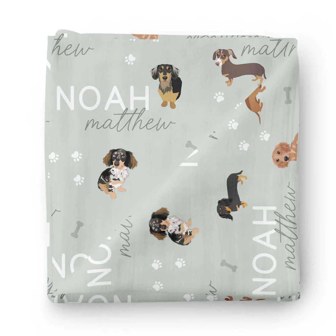 Personalized Baby Name Swaddle Blanket | Dog Breeds - Image 50