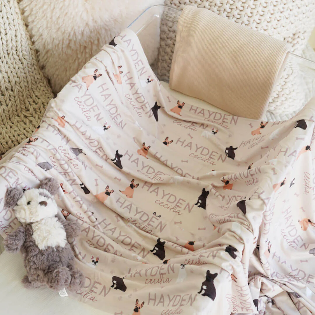 Personalized Baby Name Swaddle Blanket | Dog Breeds - Image 53