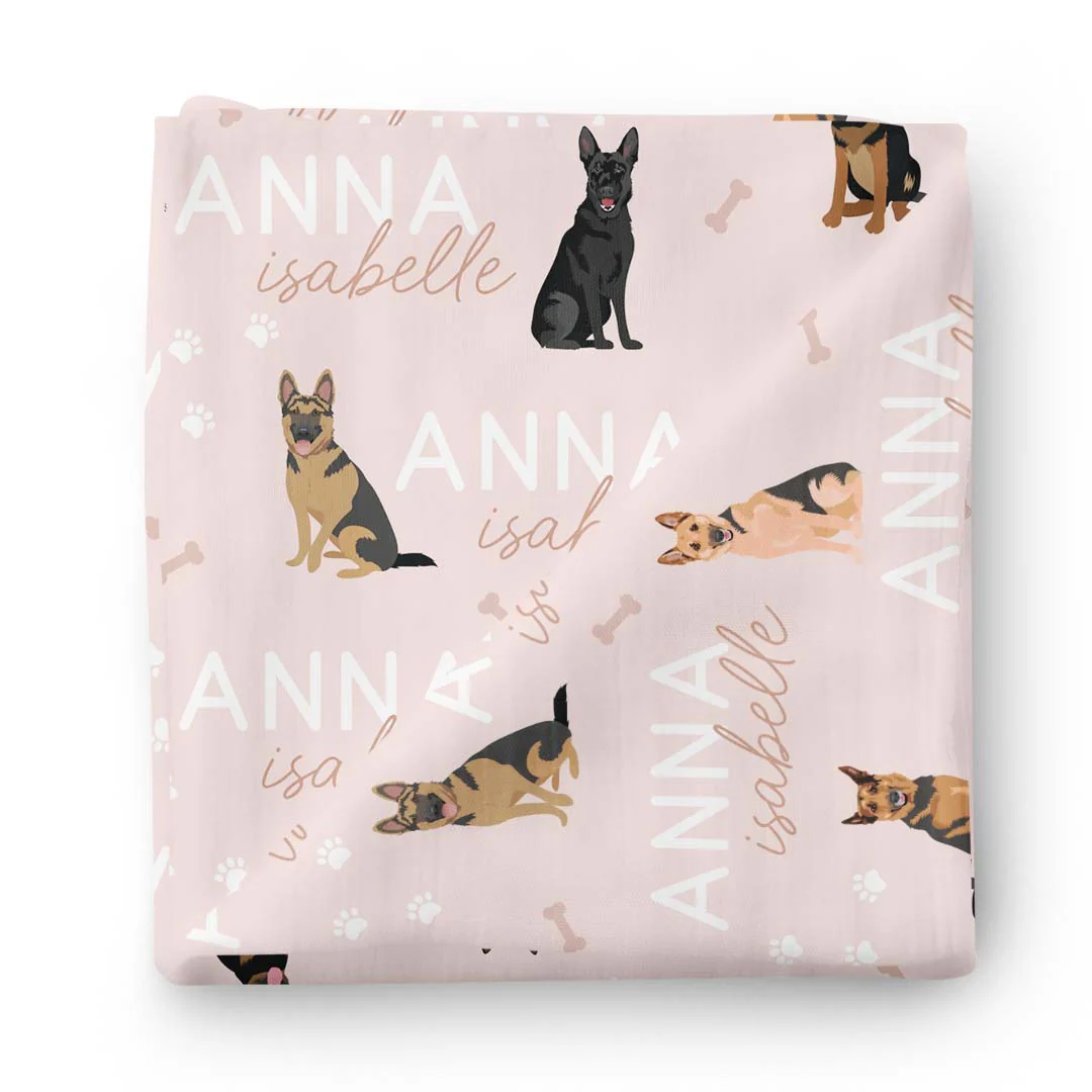 Personalized Baby Name Swaddle Blanket | Dog Breeds - Image 54