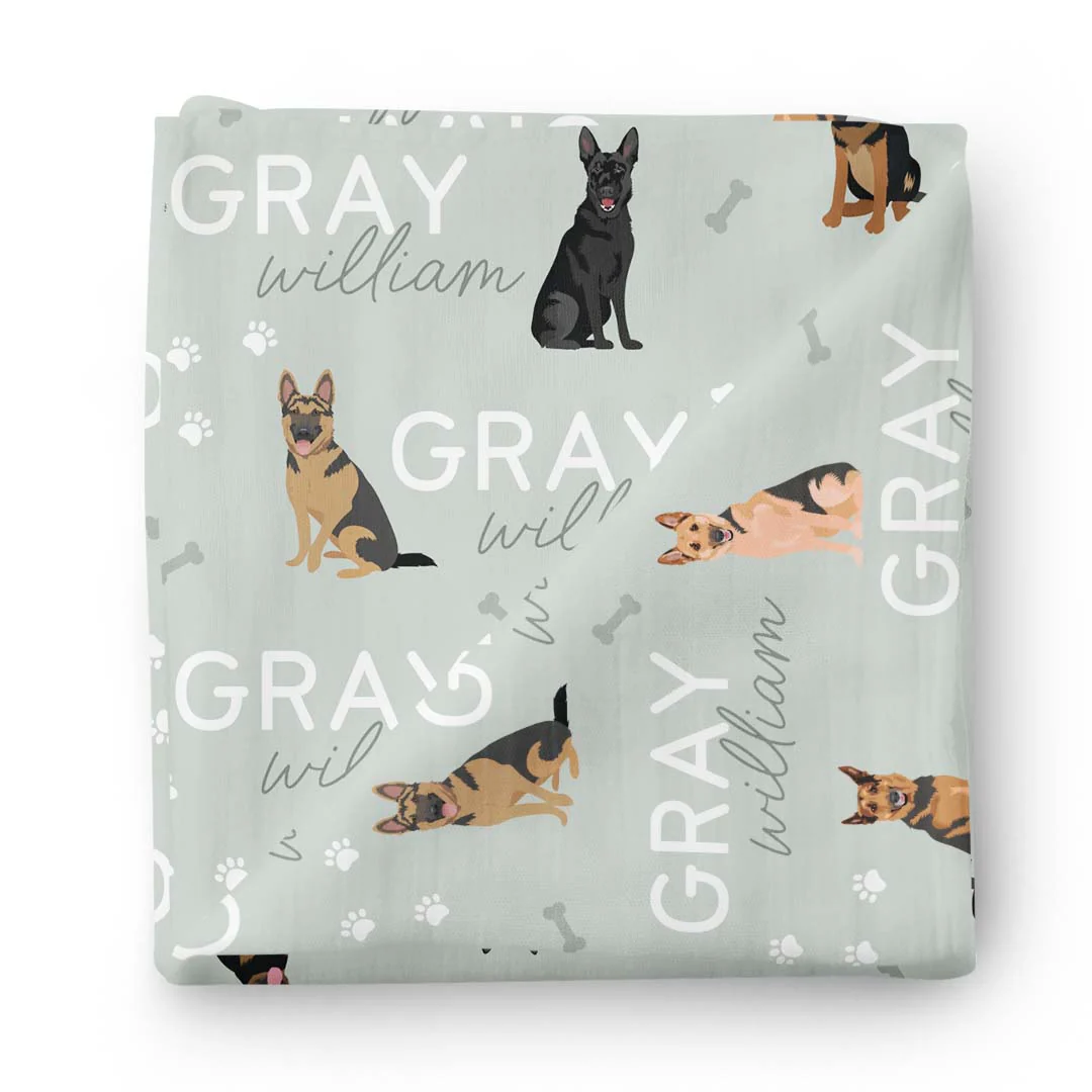 Personalized Baby Name Swaddle Blanket | Dog Breeds - Image 57