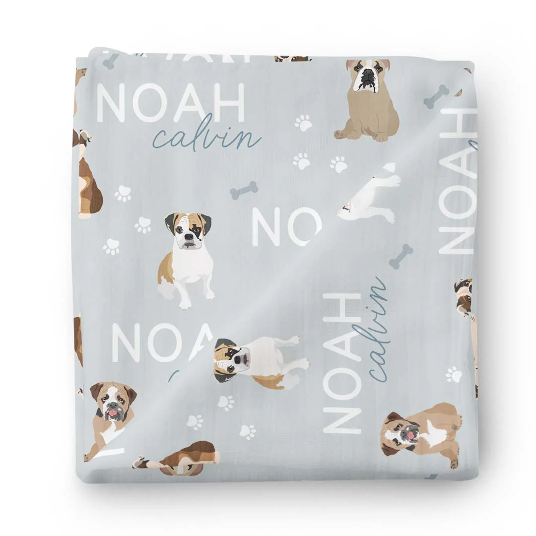 Personalized Baby Name Swaddle Blanket | Dog Breeds - Image 59