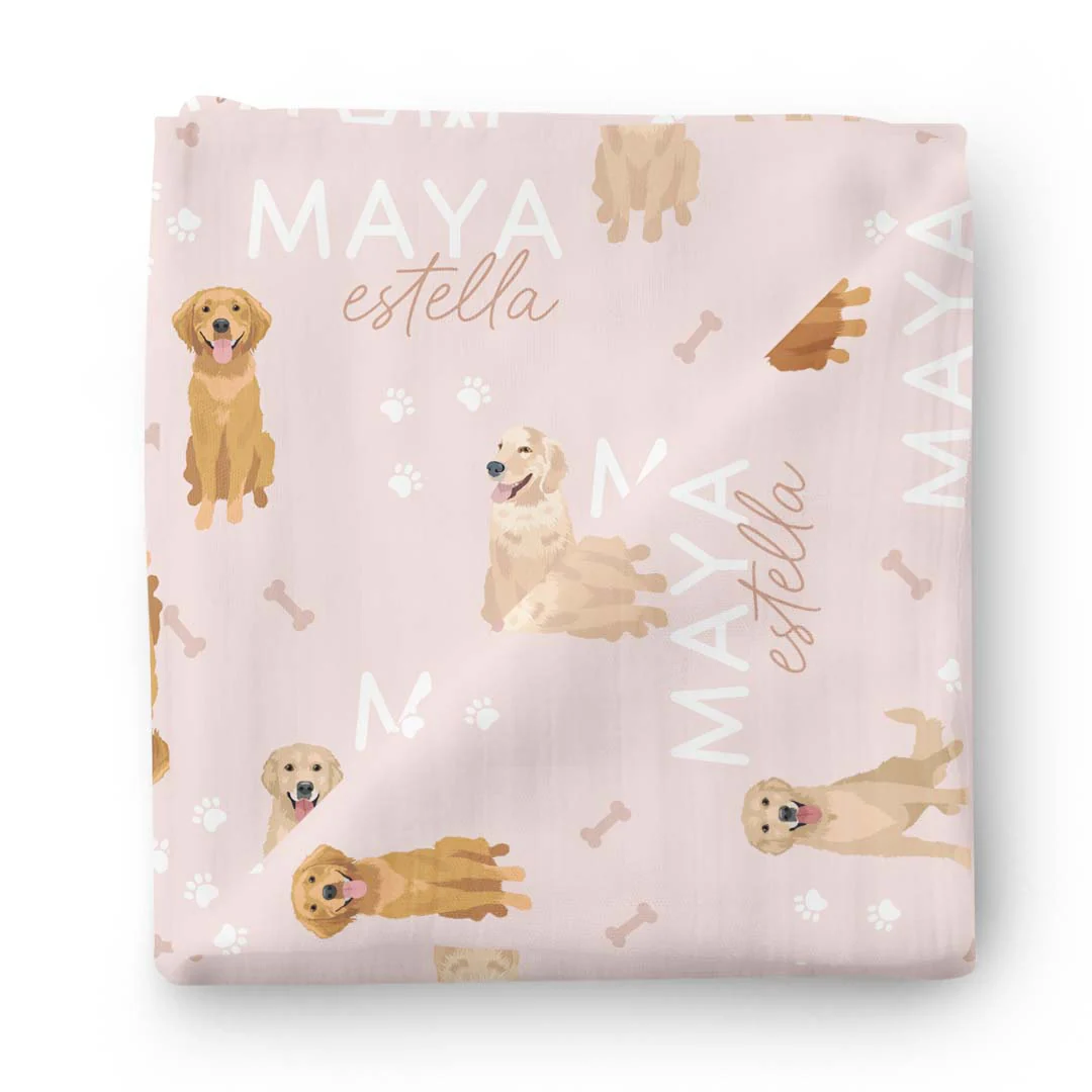 Personalized Baby Name Swaddle Blanket | Dog Breeds - Image 62