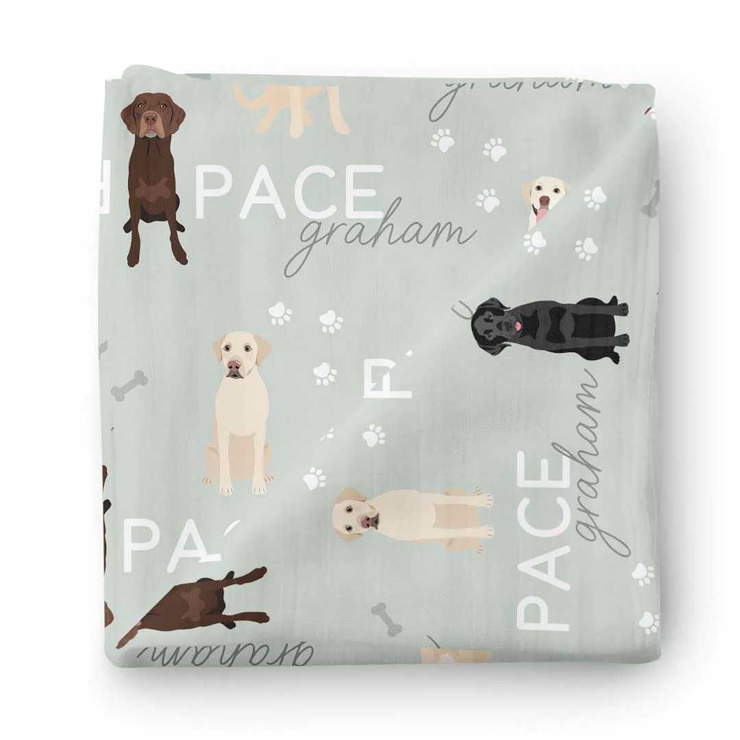 Personalized Baby Name Swaddle Blanket | Dog Breeds - Image 65