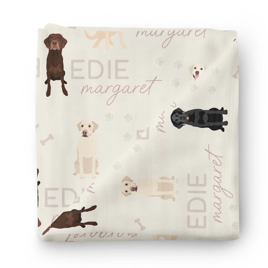Personalized Baby Name Swaddle Blanket | Dog Breeds - Image 66
