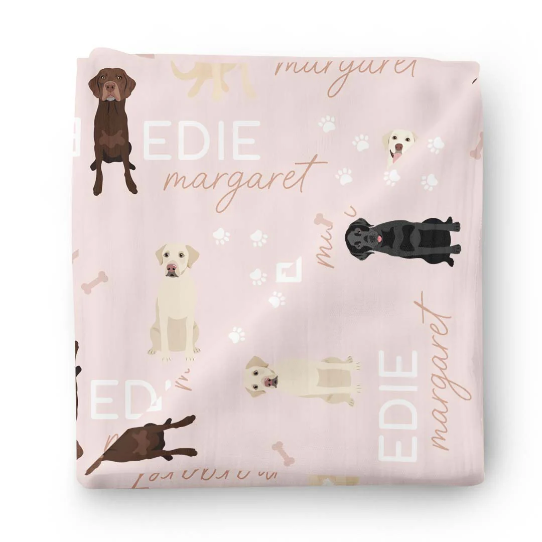 Personalized Baby Name Swaddle Blanket | Dog Breeds - Image 68