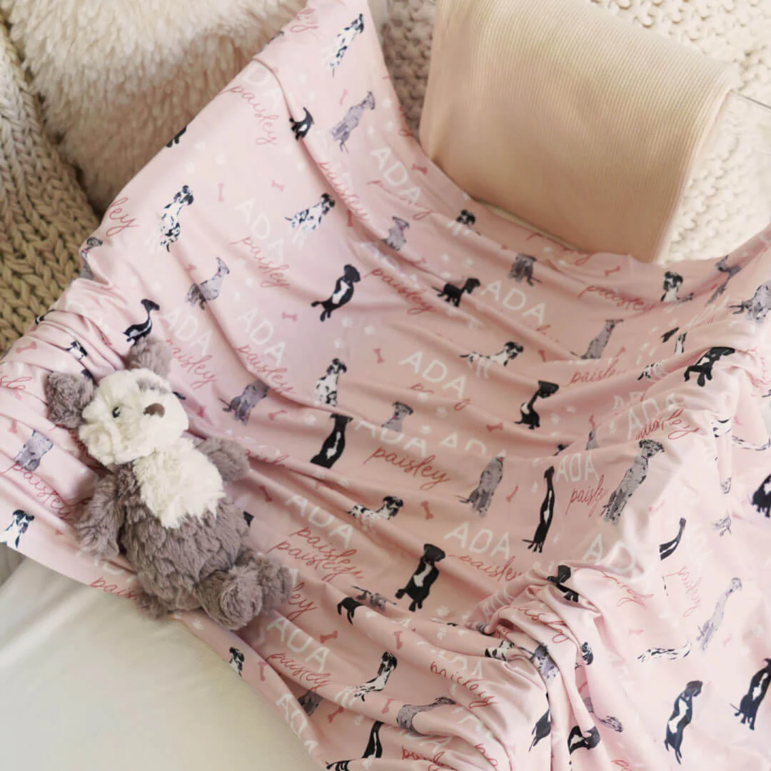 Personalized Baby Name Swaddle Blanket | Dog Breeds - Image 75
