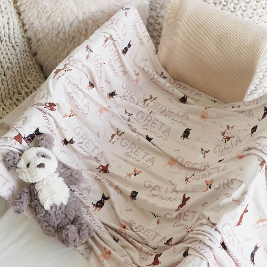 Personalized Baby Name Swaddle Blanket | Dog Breeds - Image 8