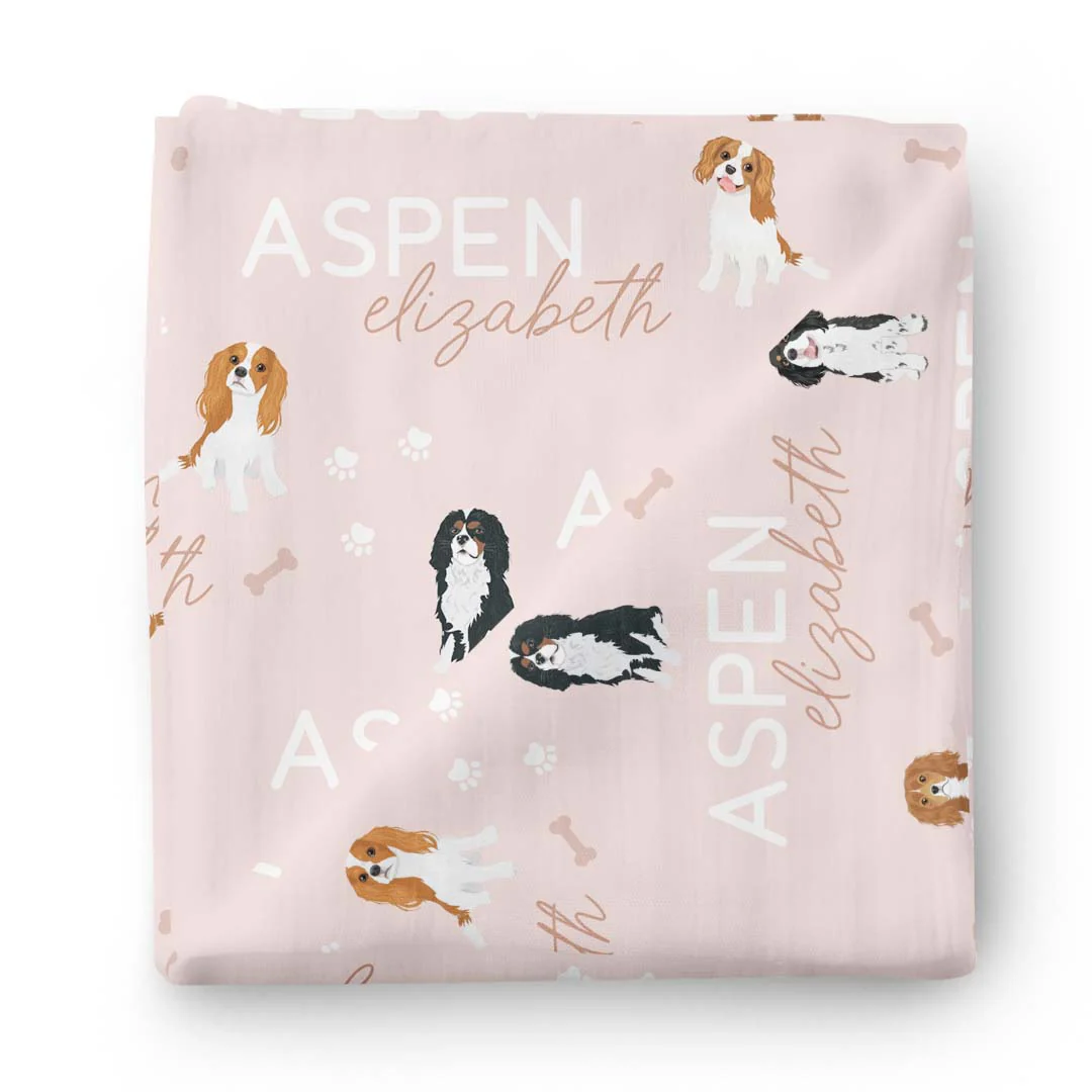 Personalized Baby Name Swaddle Blanket | Dog Breeds - Image 81