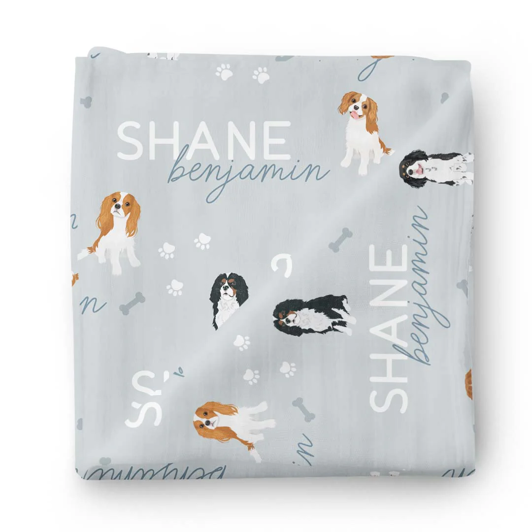 Personalized Baby Name Swaddle Blanket | Dog Breeds - Image 82