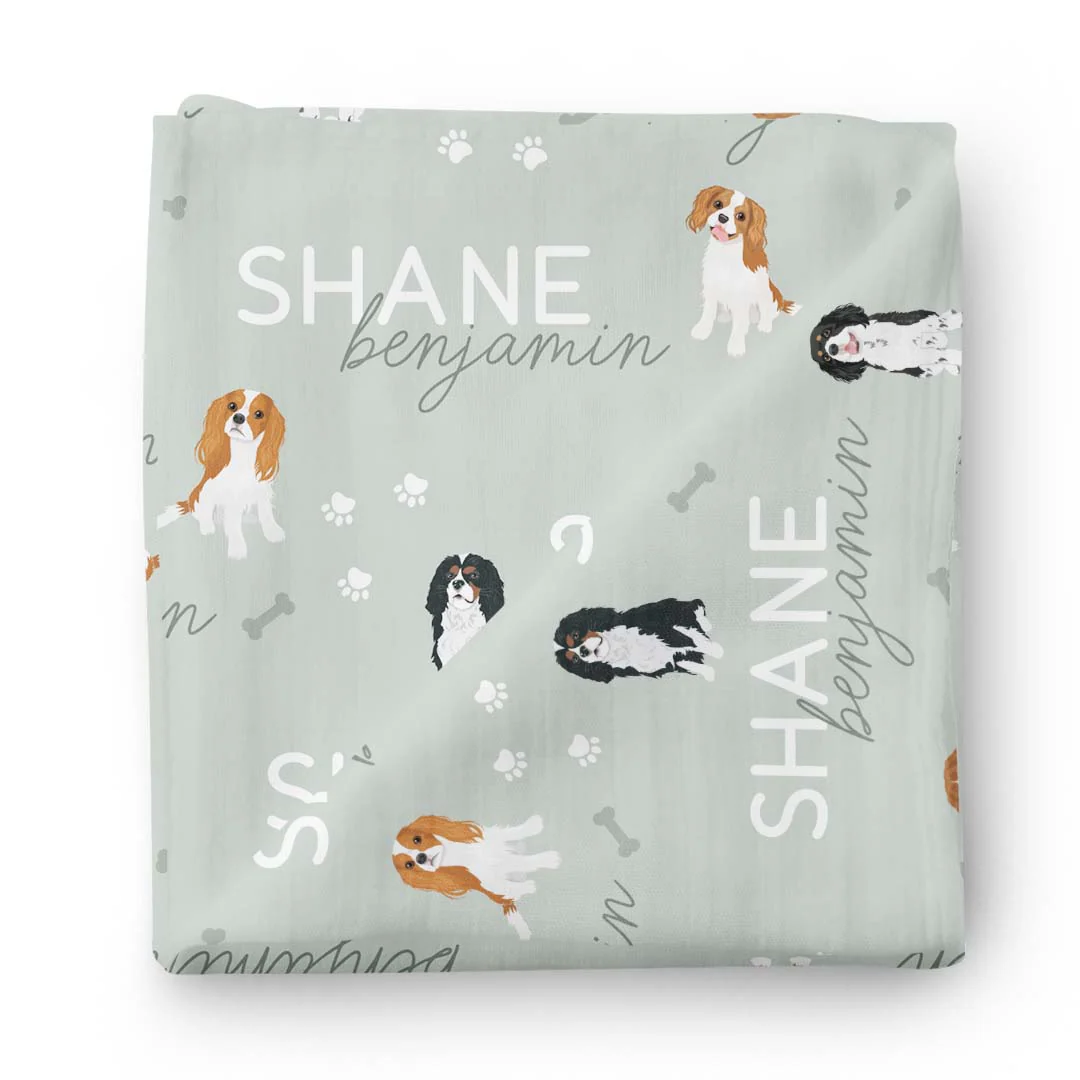 Personalized Baby Name Swaddle Blanket | Dog Breeds - Image 83