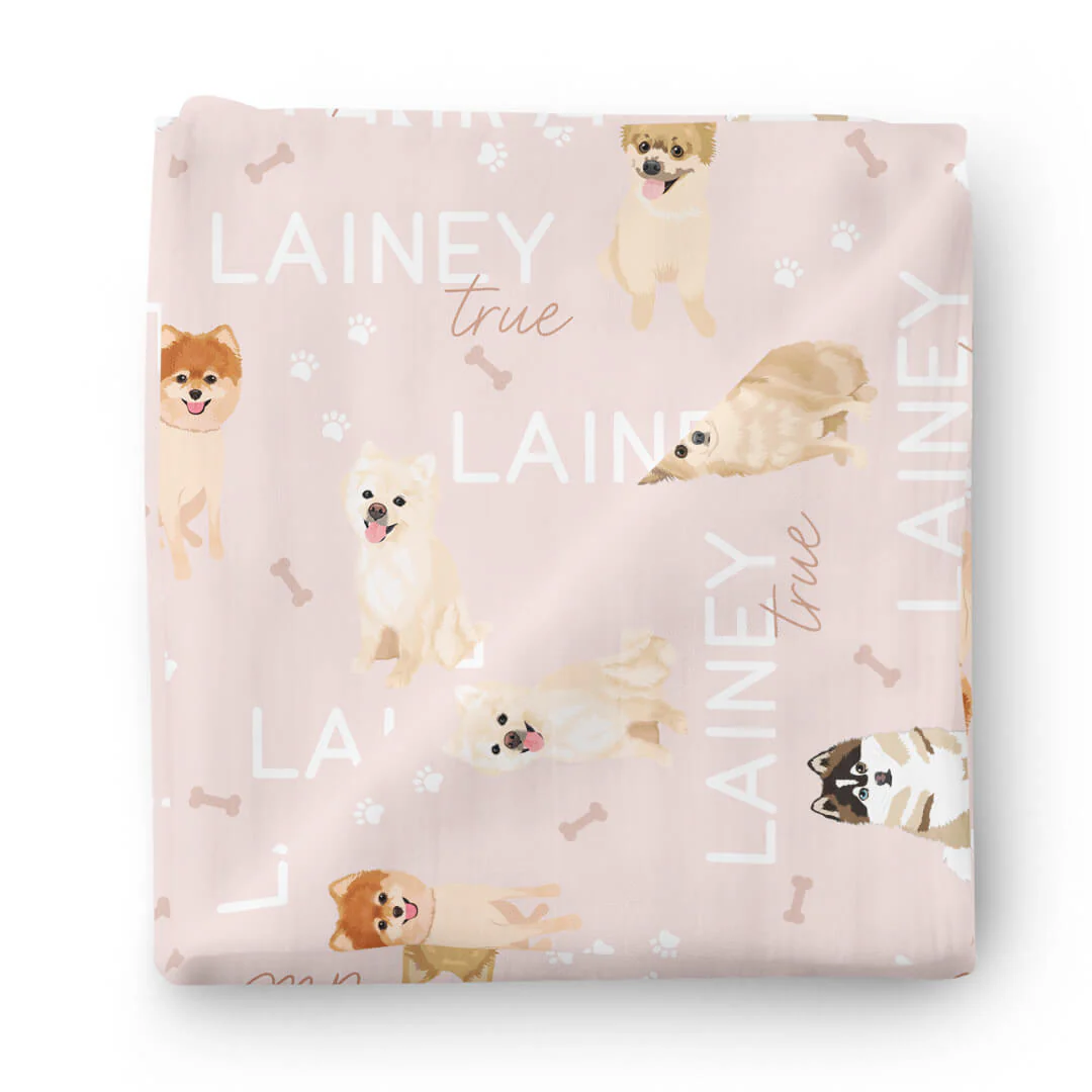 Personalized Baby Name Swaddle Blanket | Dog Breeds - Image 85