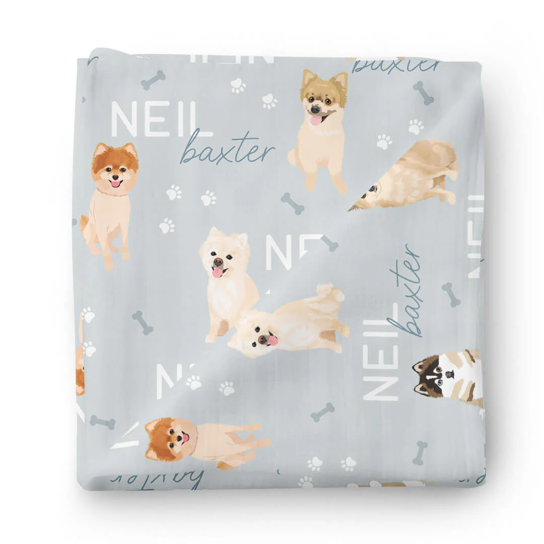 Personalized Baby Name Swaddle Blanket | Dog Breeds - Image 87