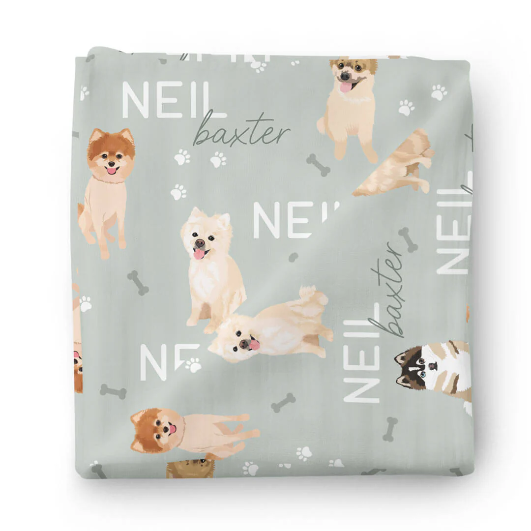 Personalized Baby Name Swaddle Blanket | Dog Breeds - Image 88