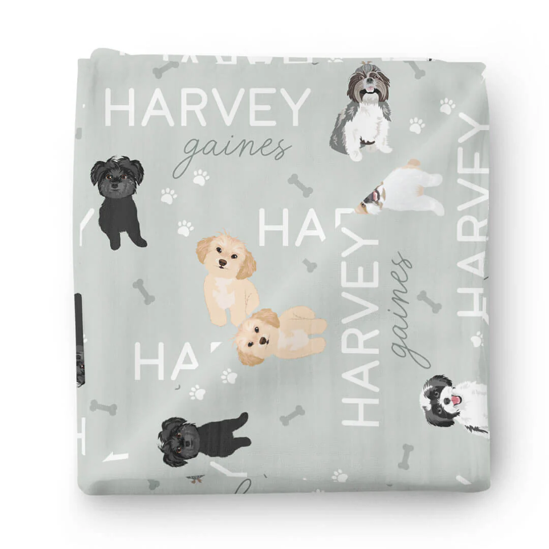 Personalized Baby Name Swaddle Blanket | Dog Breeds - Image 93