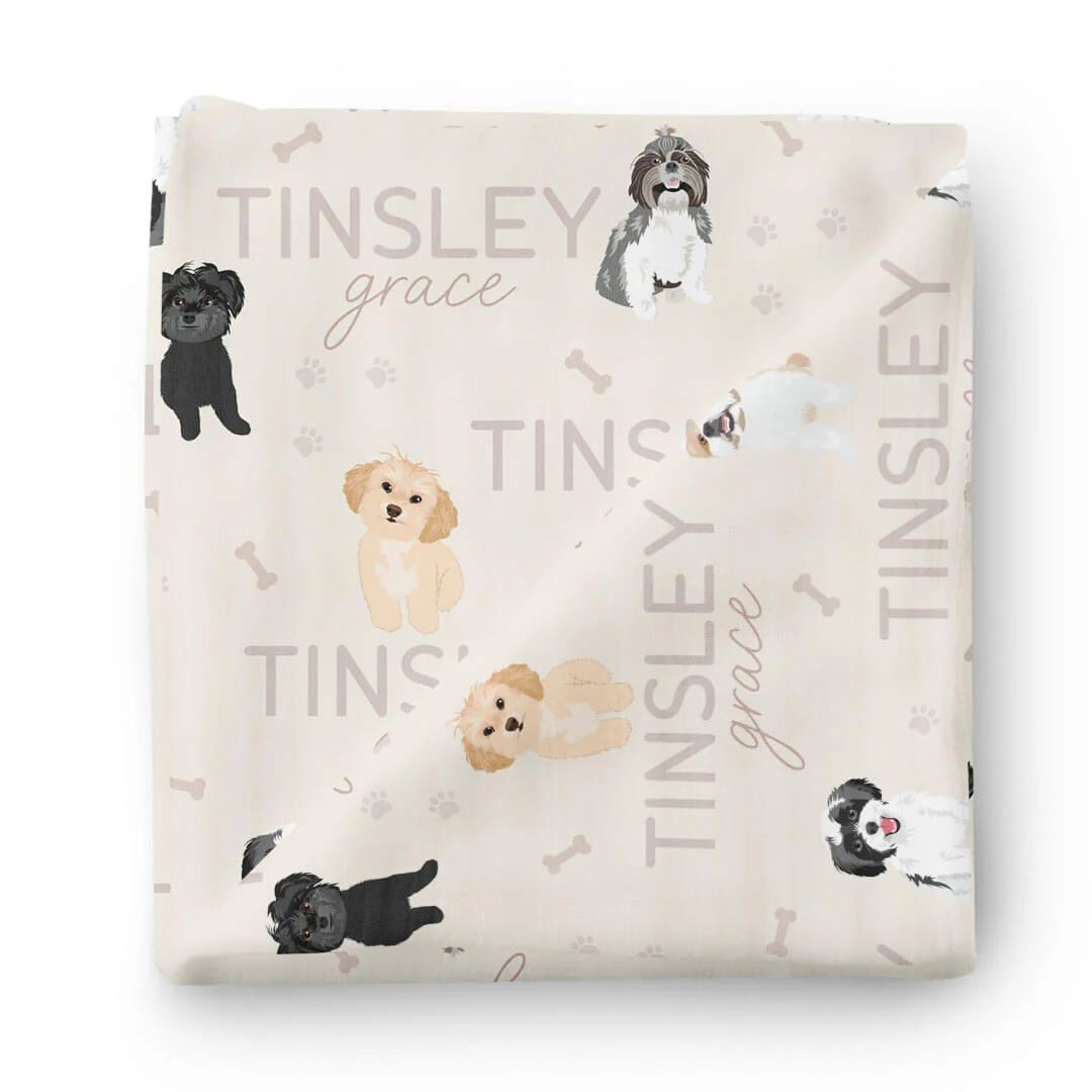 Personalized Baby Name Swaddle Blanket | Dog Breeds - Image 94