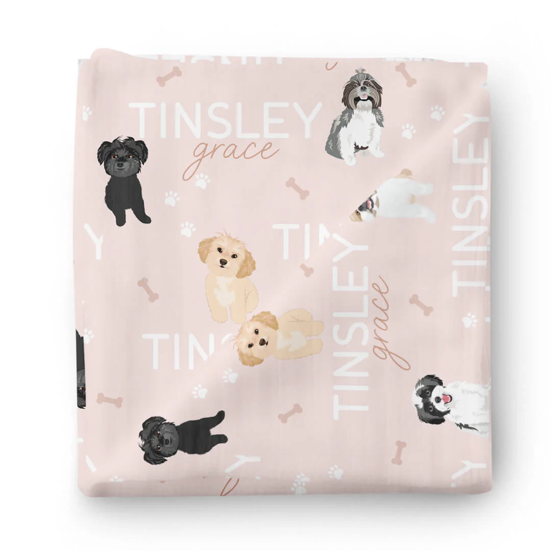 Personalized Baby Name Swaddle Blanket | Dog Breeds - Image 96