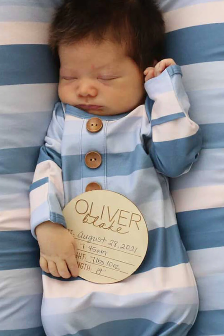 Personalized Baby Name Wood Announcement | Birth Stats Classic Duo - Image 2