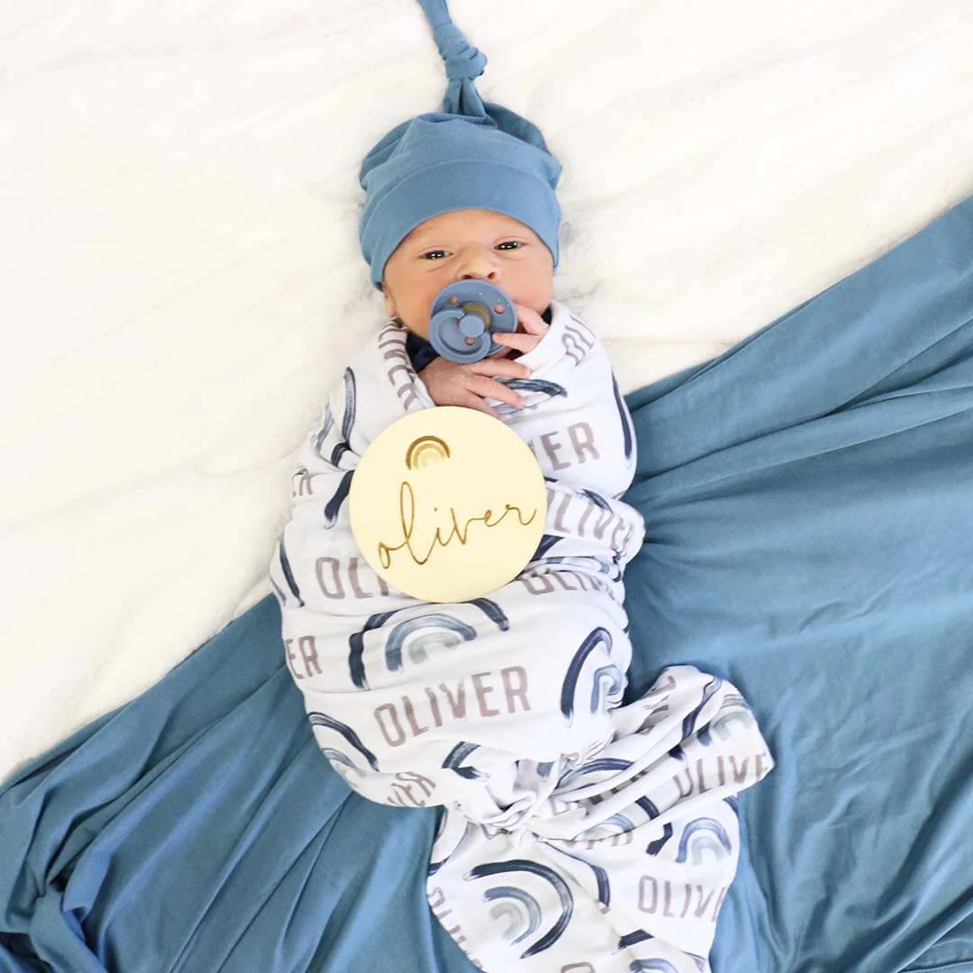 Personalized Baby Name Wood Announcement | Rainbow Baby - Image 2