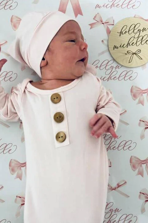 Bow Personalized Baby Name Swaddle Blanket - Image 4