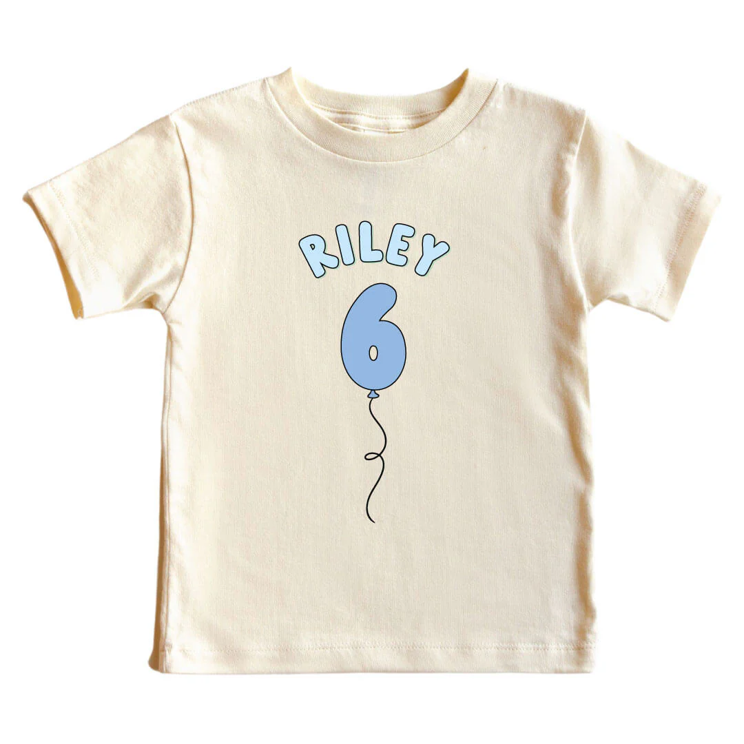 Personalized Blue Birthday Graphic Bodysuit & Kids Tee | Natural - Image 9
