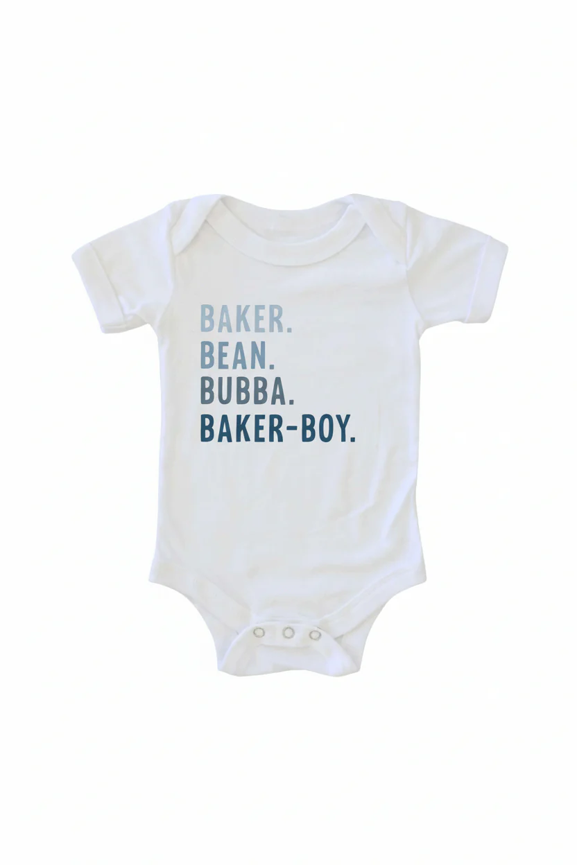 Personalized Blue Nickname Graphic Bodysuit | White - Image 2
