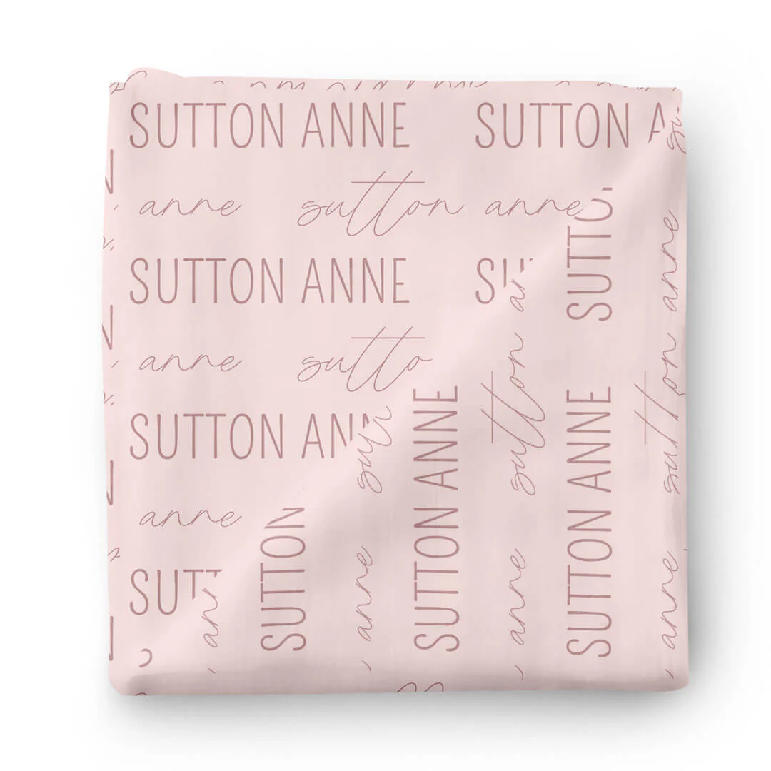 Personalized Blush Baby Name Swaddle Blanket - Image 2