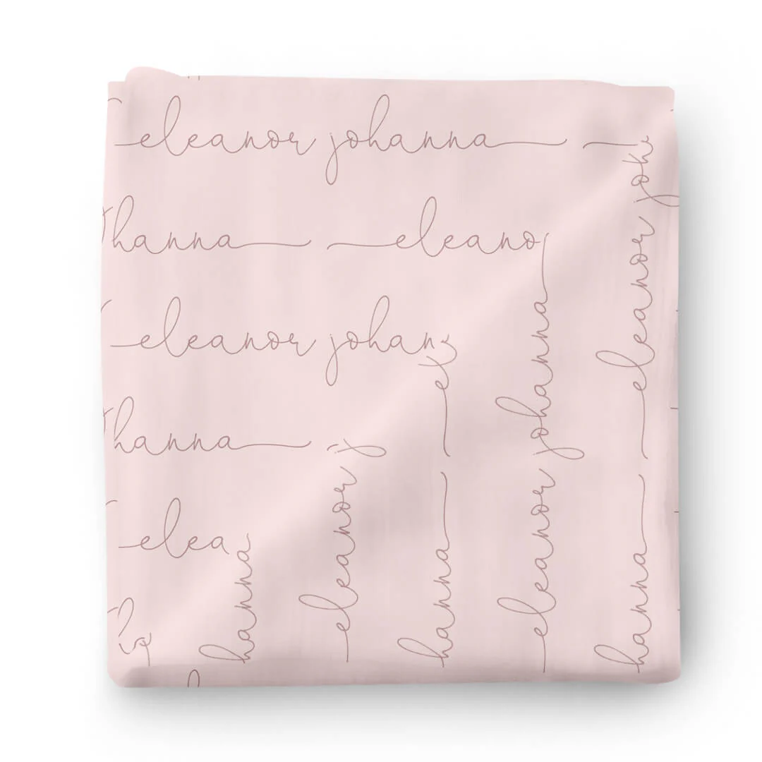 Personalized Blush Baby Name Swaddle Blanket - Image 4