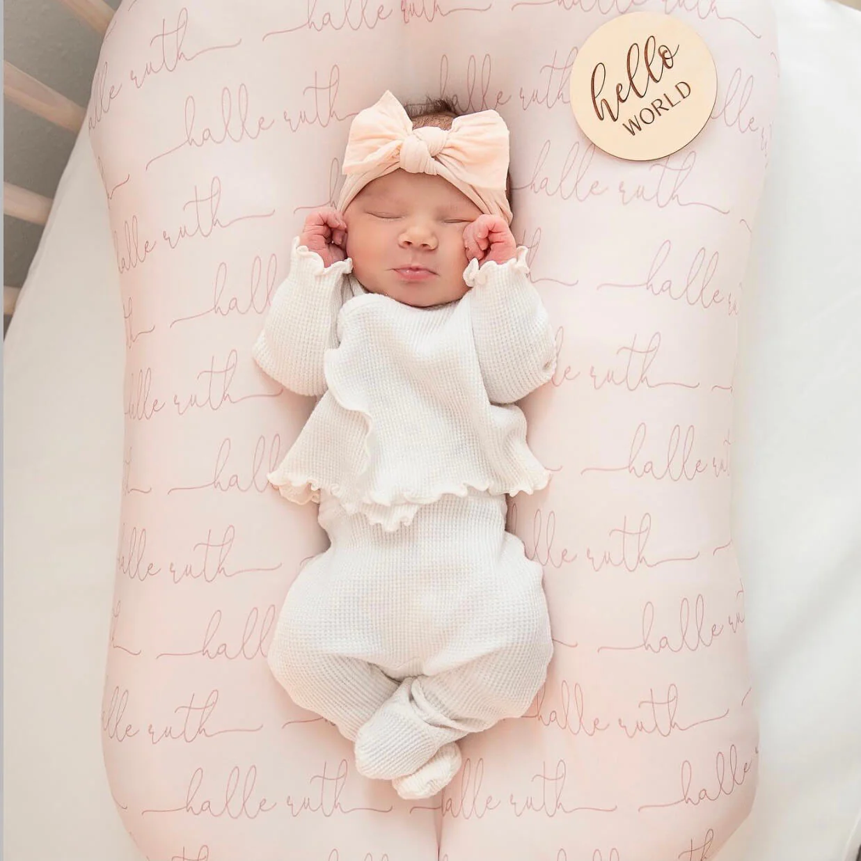 Personalized Blush Baby Name Swaddle Blanket - Image 5