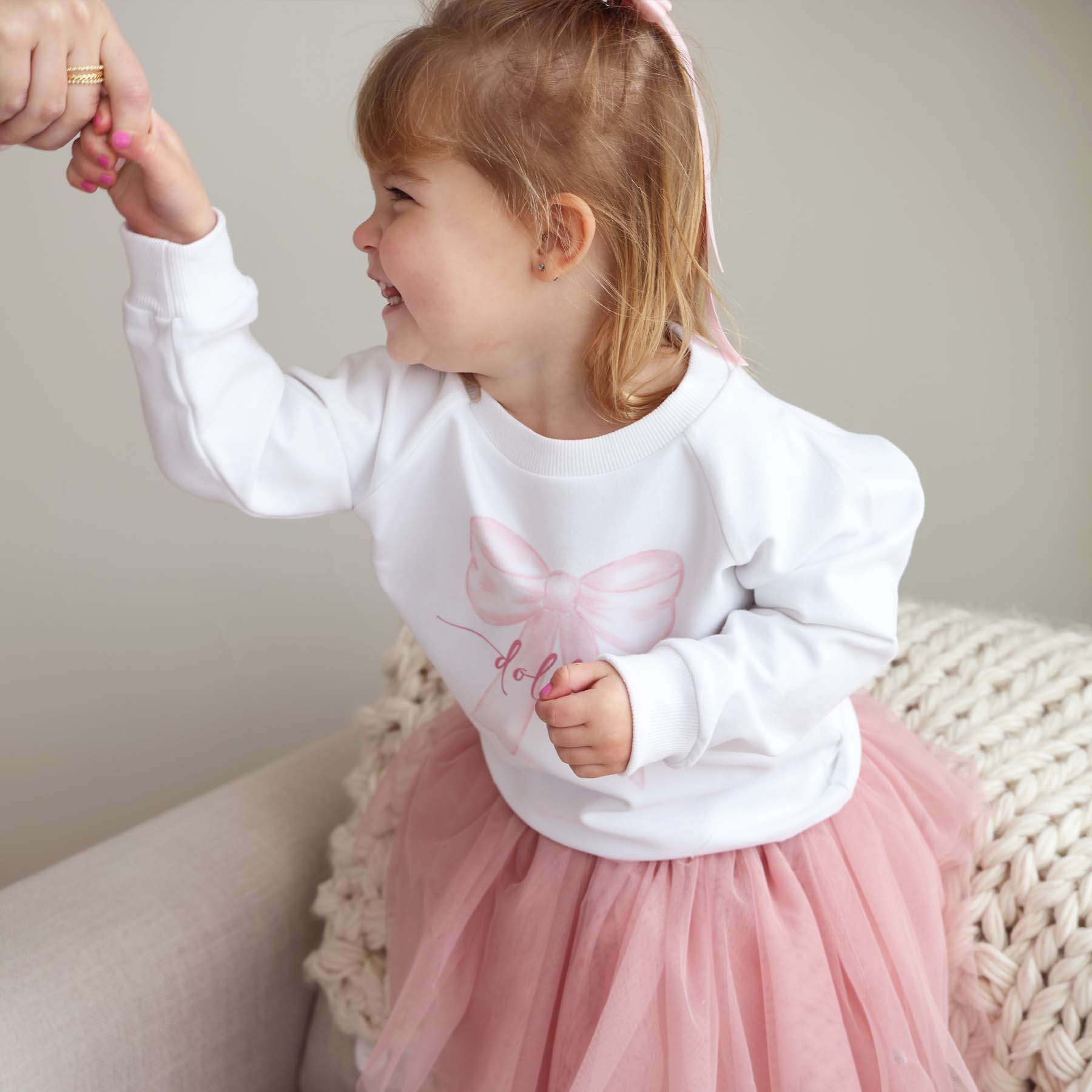 Personalized Bow Kids Graphic Sweatshirts | White - Image 10