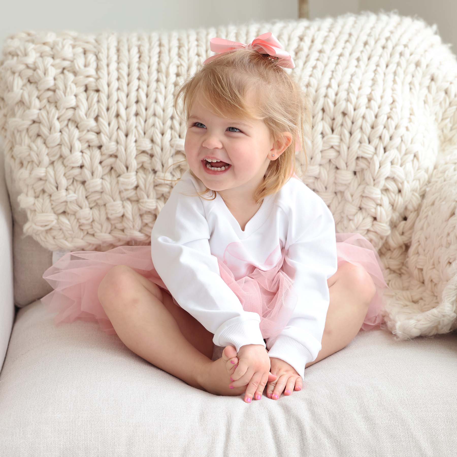 Personalized Bow Kids Graphic Sweatshirts | White - Image 11