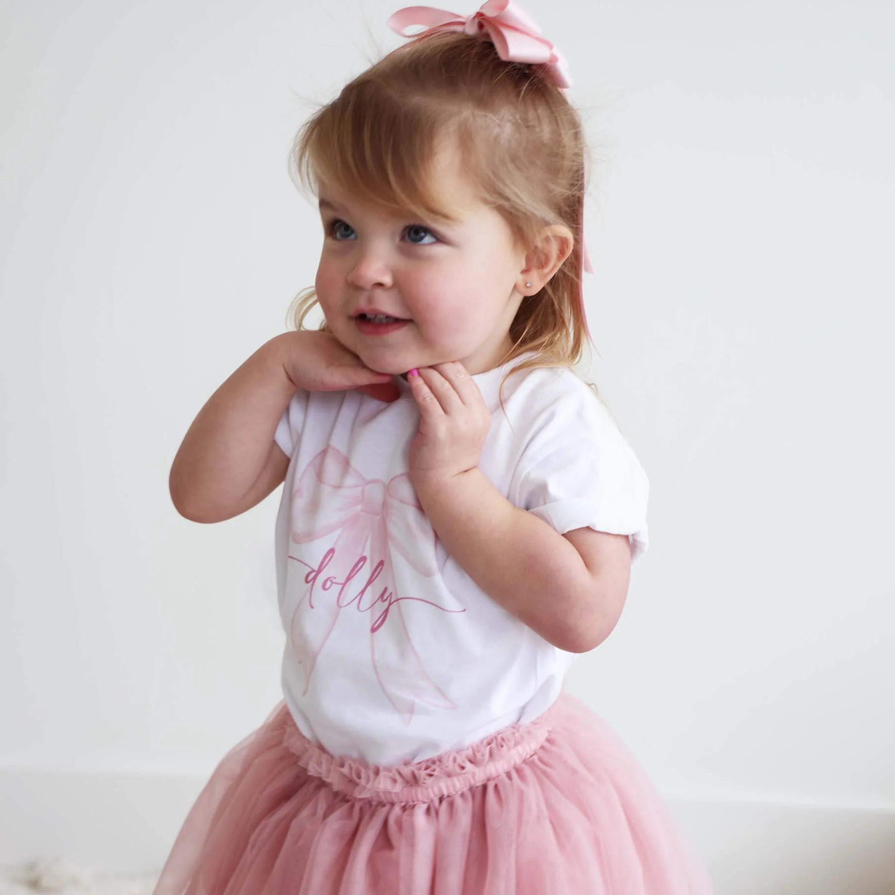 Personalized Bow Kids Graphic Tee | White - Image 10