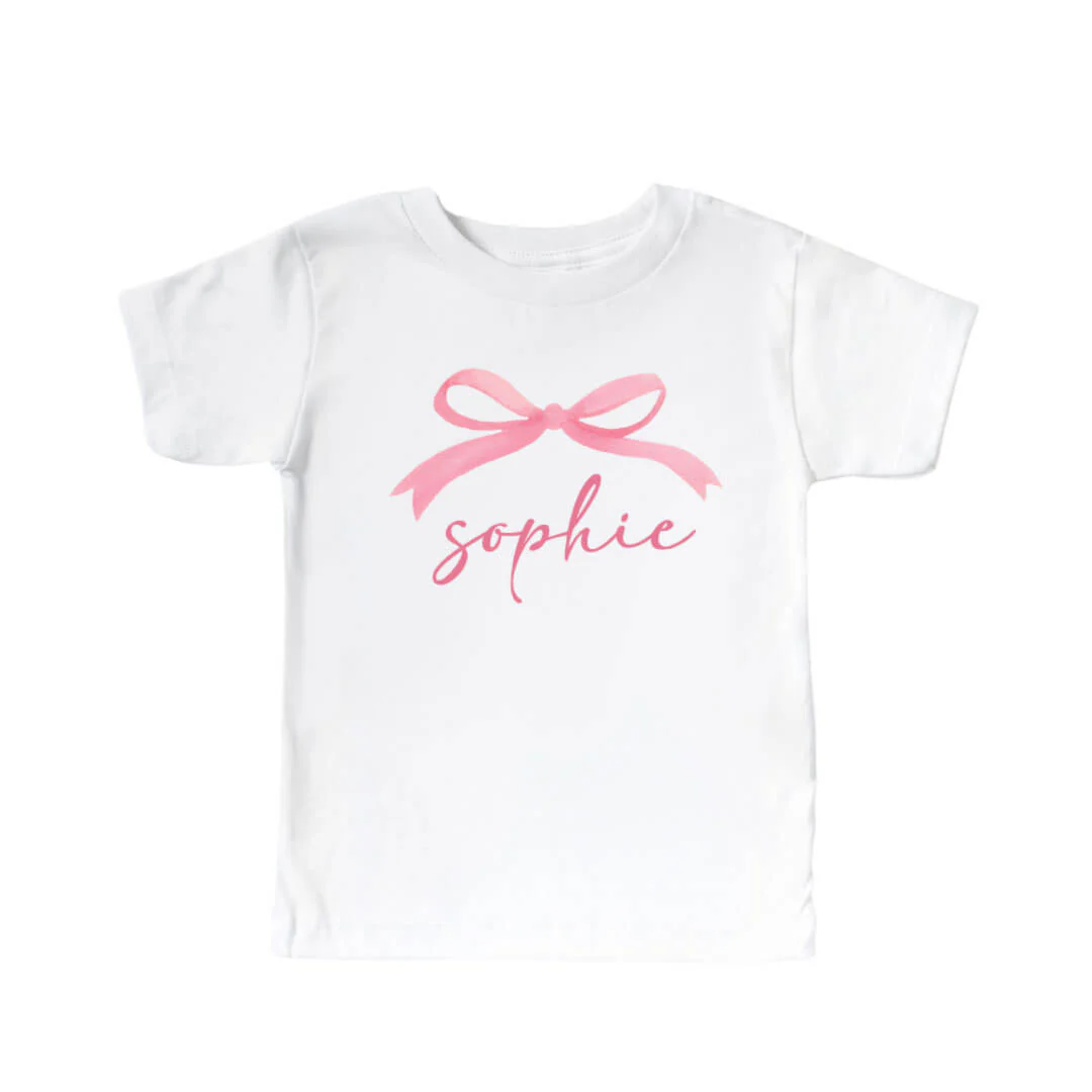 Personalized Bow Kids Graphic Tee | White - Image 4
