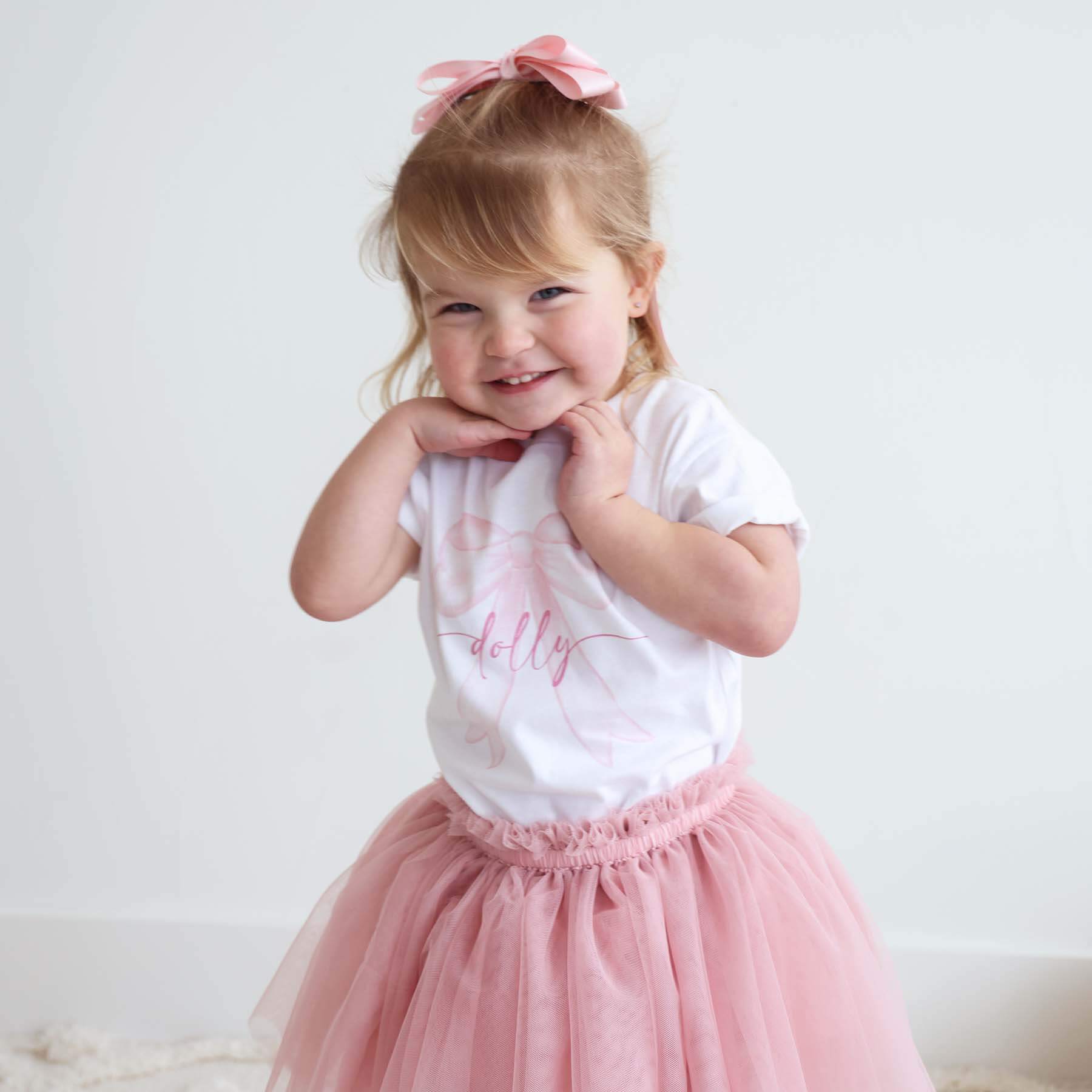 Personalized Bow Kids Graphic Tee | White - Image 5