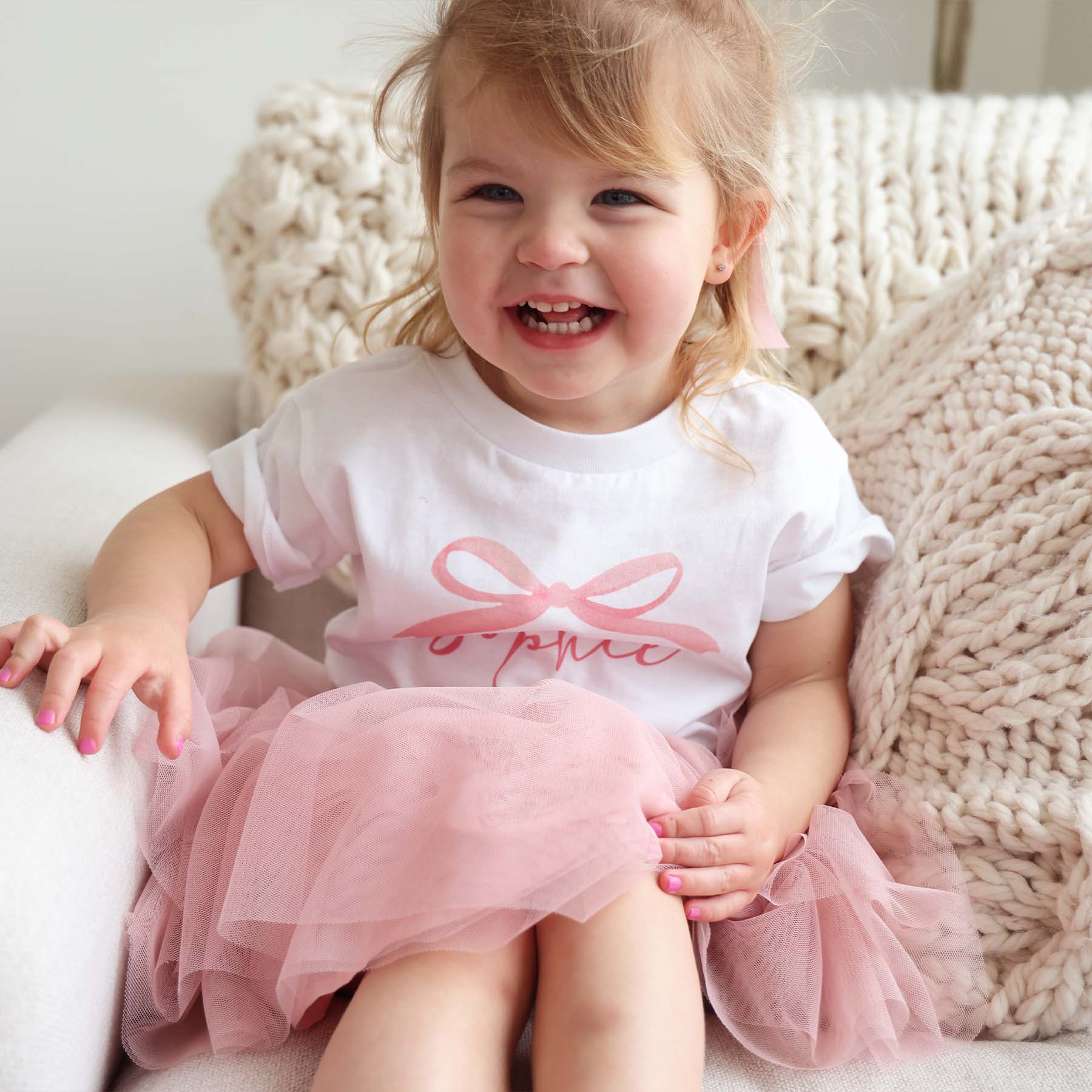 Personalized Bow Kids Graphic Tee | White - Image 9