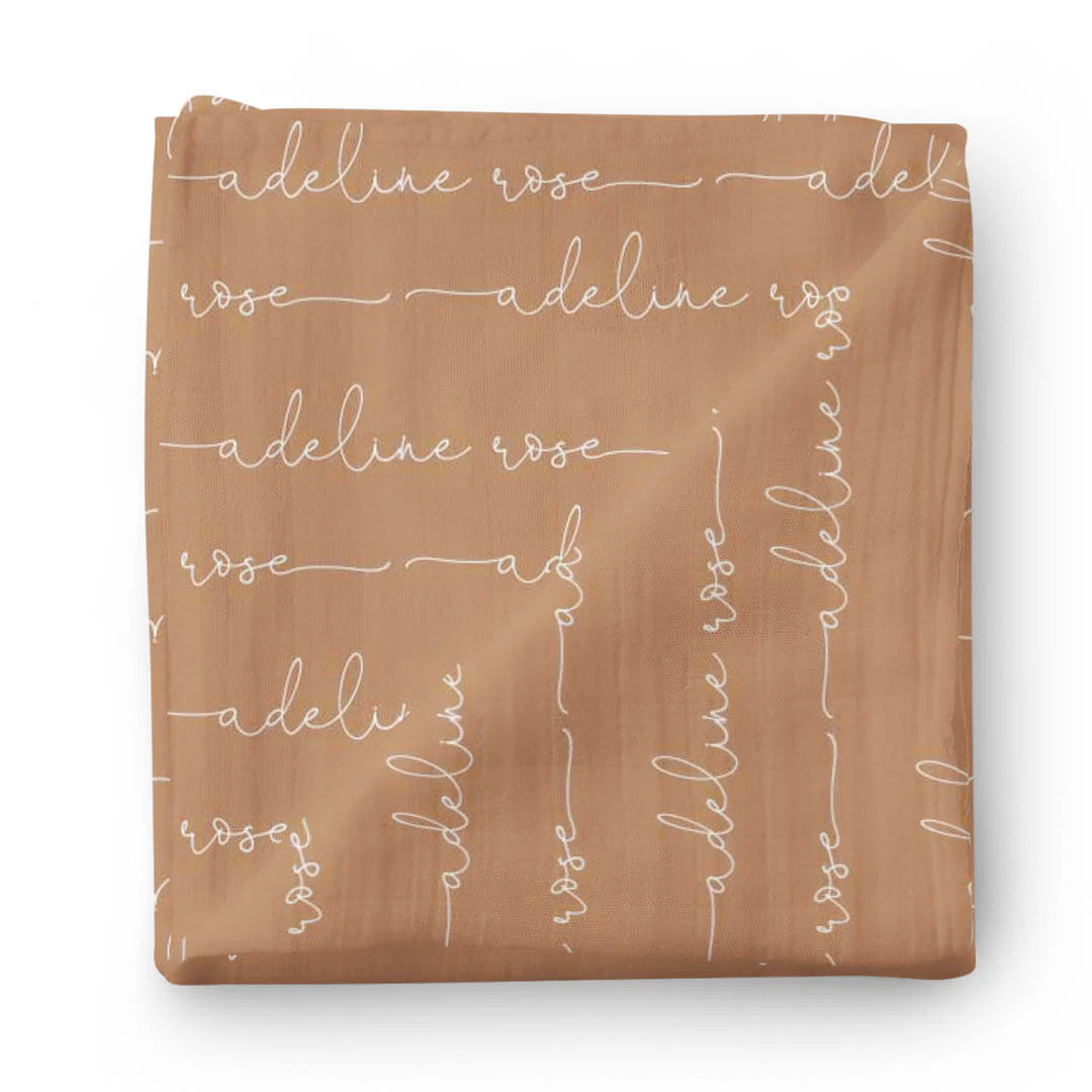 Personalized Camel Baby Name Swaddle Blanket - Script - Image 2